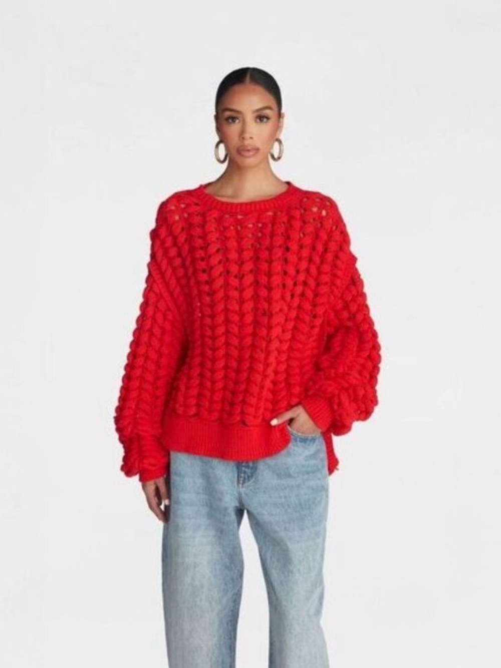 NWT KBB by KAHLANA Women's Pullover Sweater 'The Chunky Knit Crew' - size M